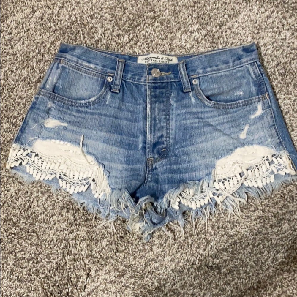 High rise denim shorts